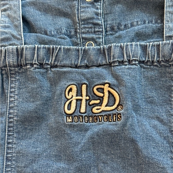 Harley Davidson Motorcycle Denim Blue Tank Top Embroidered Buttons Vintage 90s - Picture 8 of 12